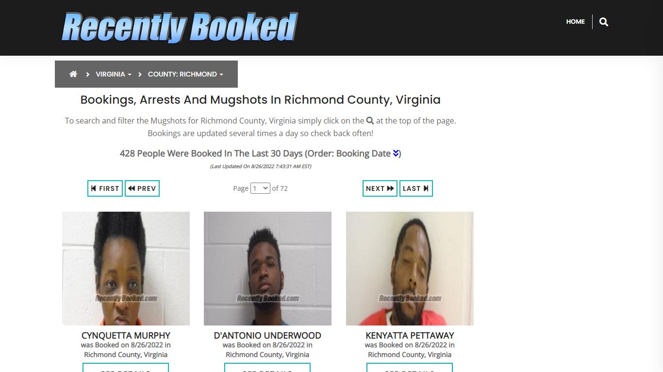 Bookings, Arrests and Mugshots in Richmond County, Virginia